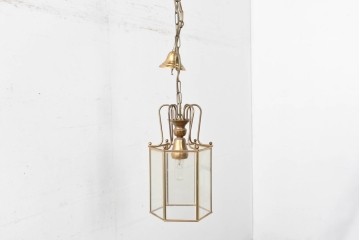 中古　イタリア　LUMI(ルミ社)　曲線的な装飾が美しい六角形のランタン型ペンダントライト　(R-086935)