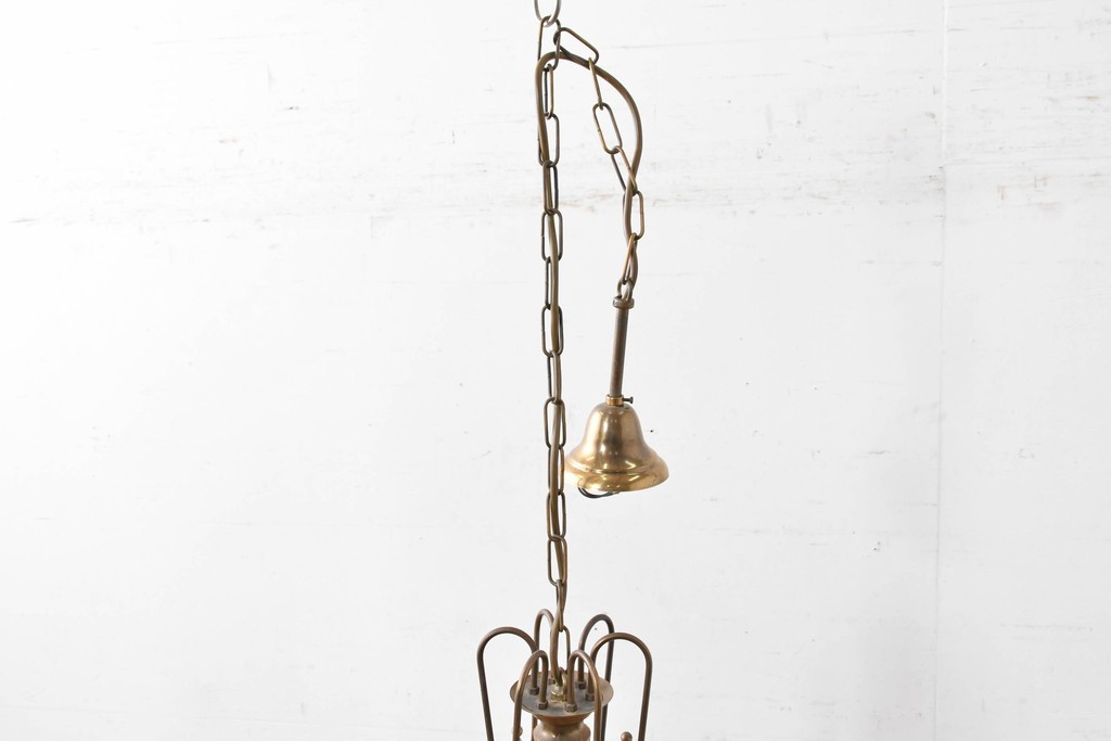 中古　イタリア　LUMI(ルミ社)　曲線的な装飾が美しい六角形のランタン型ペンダントライト　(R-086935)