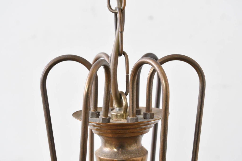 中古　イタリア　LUMI(ルミ社)　曲線的な装飾が美しい六角形のランタン型ペンダントライト　(R-086935)