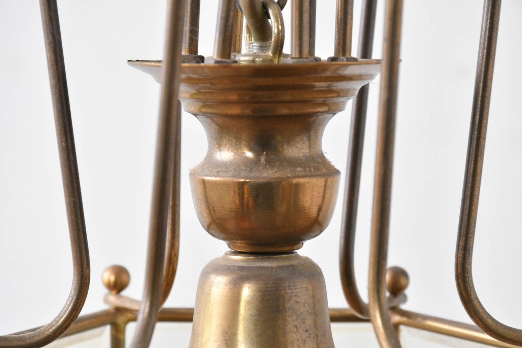 中古　イタリア　LUMI(ルミ社)　曲線的な装飾が美しい六角形のランタン型ペンダントライト　(R-086935)