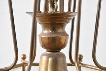 中古　イタリア　LUMI(ルミ社)　曲線的な装飾が美しい六角形のランタン型ペンダントライト　(R-086935)