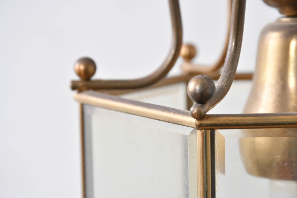 中古　イタリア　LUMI(ルミ社)　曲線的な装飾が美しい六角形のランタン型ペンダントライト　(R-086935)