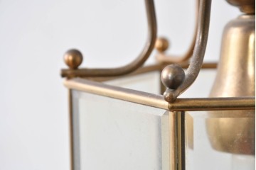 中古　イタリア　LUMI(ルミ社)　曲線的な装飾が美しい六角形のランタン型ペンダントライト　(R-086935)