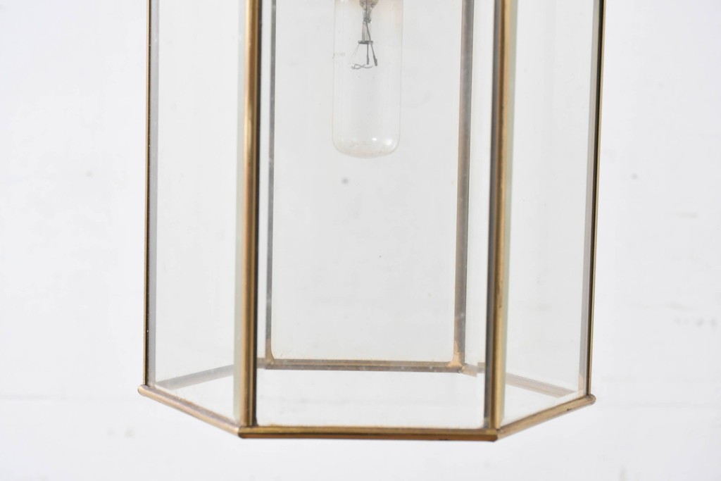 中古　イタリア　LUMI(ルミ社)　曲線的な装飾が美しい六角形のランタン型ペンダントライト　(R-086935)