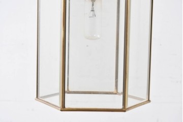 中古　イタリア　LUMI(ルミ社)　曲線的な装飾が美しい六角形のランタン型ペンダントライト　(R-086935)