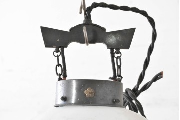 和製アンティーク　珍品　梅の花と星形装飾が可愛らしい提灯型ガラス製ペンダントライト　(R-086940)