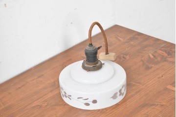 和製アンティーク　草花を象った切子模様入りのペンダントライト　(R-086941)