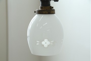 和製アンティーク　昭和初期　小花模様が愛らしいペンダントライト　(R-086943)