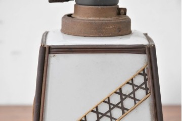 《引っ掛けシーリング式ペンダントライト加工費込み》　和製ヴィンテージ　六ツ目編みのセルロイド装飾が印象的な角型ペンダントライト　(R-086944)