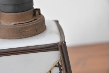 《引っ掛けシーリング式ペンダントライト加工費込み》　和製ヴィンテージ　六ツ目編みのセルロイド装飾が印象的な角型ペンダントライト　(R-086944)