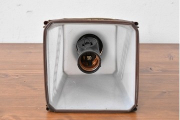 《引っ掛けシーリング式ペンダントライト加工費込み》　和製ヴィンテージ　六ツ目編みのセルロイド装飾が印象的な角型ペンダントライト　(R-086944)