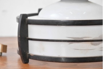 和製アンティーク　昭和初期　木製装飾付き　松に鳥の図柄があしらわれたペンダントライト　(R-086945)