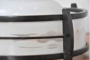 和製アンティーク　昭和初期　木製装飾付き　松に鳥の図柄があしらわれたペンダントライト　(R-086945)