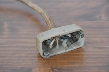 和製アンティーク　昭和初期　木製装飾付き　松に鳥の図柄があしらわれたペンダントライト　(R-086945)