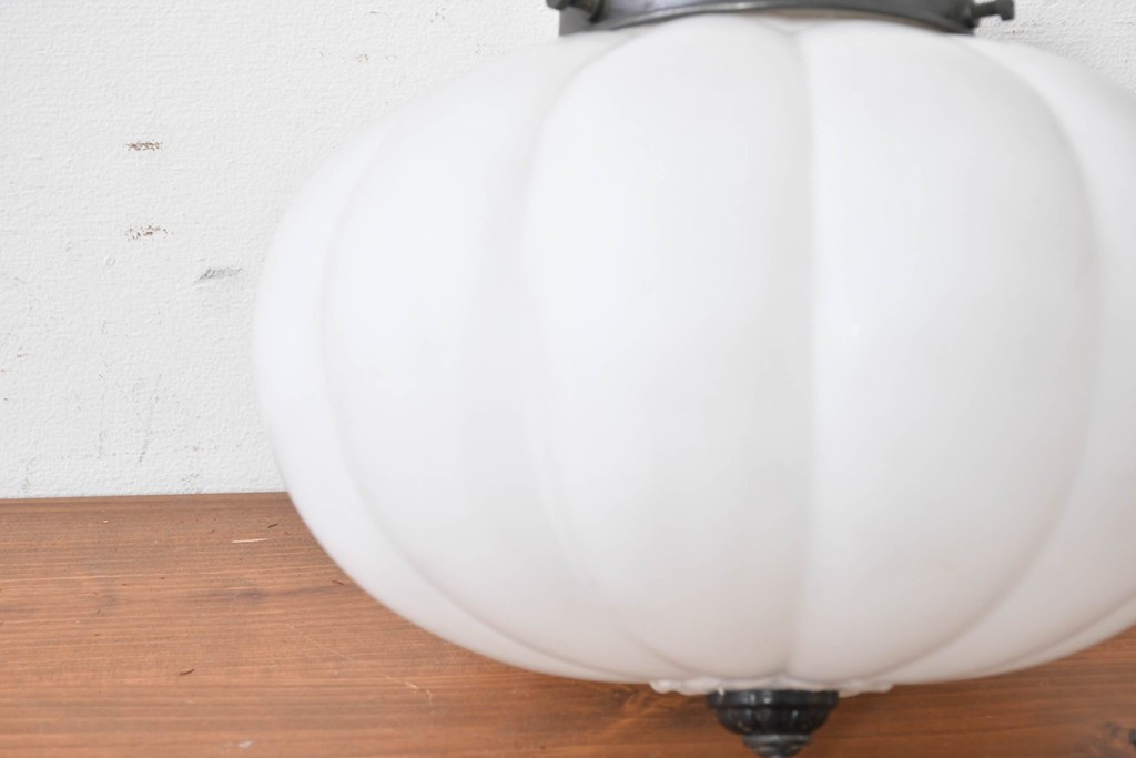 《引っ掛けシーリング式ペンダントライト加工費込み》　和製アンティーク　大正ロマン　タッセル付きのぼんぼり型ペンダントライト　(R-086948)