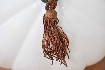 《引っ掛けシーリング式ペンダントライト加工費込み》　和製アンティーク　大正ロマン　タッセル付きのぼんぼり型ペンダントライト　(R-086948)