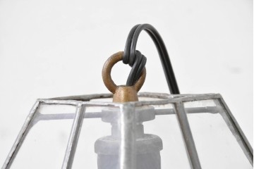 ヴィンテージ　職人手作り品　クリアなステンドグラスのペンダントライト　(R-086950)