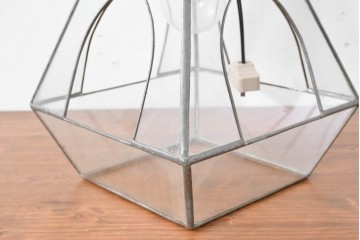 ヴィンテージ　職人手作り品　クリアなステンドグラスのペンダントライト　(R-086950)