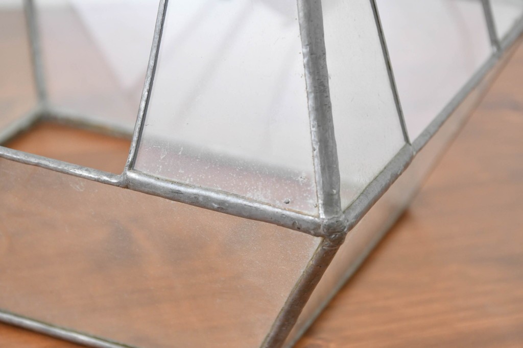 ヴィンテージ　職人手作り品　クリアなステンドグラスのペンダントライト　(R-086950)