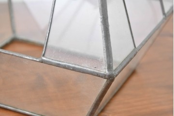 ヴィンテージ　職人手作り品　クリアなステンドグラスのペンダントライト　(R-086950)