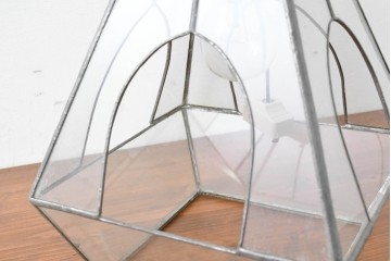 ヴィンテージ　職人手作り品　クリアなステンドグラスのペンダントライト　(R-086950)