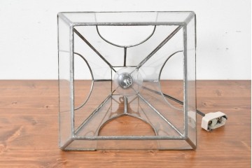 ヴィンテージ　職人手作り品　クリアなステンドグラスのペンダントライト　(R-086950)