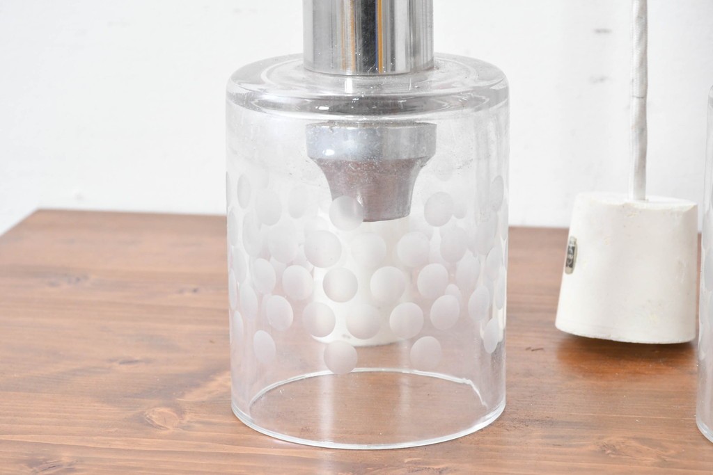 和製ヴィンテージ　レトロな水玉模様のペンダントライト3点セット　(R-086951)