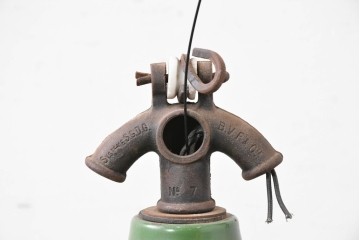 《引っ掛けシーリング式ペンダントライト加工費込み》　フランスアンティーク　大型サイズ　レトロなホーロー製シェードのペンダントライト　(R-086954)