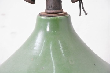 《引っ掛けシーリング式ペンダントライト加工費込み》　フランスアンティーク　大型サイズ　レトロなホーロー製シェードのペンダントライト　(R-086954)