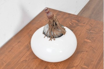 《引っ掛けシーリング式ペンダントライト加工費込み》　和製アンティーク　大正ロマン　タッセル飾りをあしらった丸型ペンダントライト　(R-086955)