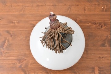 《引っ掛けシーリング式ペンダントライト加工費込み》　和製アンティーク　大正ロマン　タッセル飾りをあしらった丸型ペンダントライト　(R-086955)