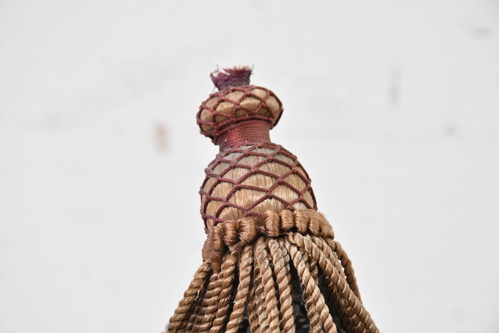 《引っ掛けシーリング式ペンダントライト加工費込み》　和製アンティーク　大正ロマン　タッセル飾りをあしらった丸型ペンダントライト　(R-086955)