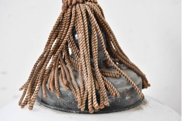 《引っ掛けシーリング式ペンダントライト加工費込み》　和製アンティーク　大正ロマン　タッセル飾りをあしらった丸型ペンダントライト　(R-086955)