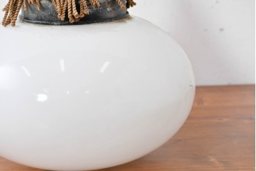 《引っ掛けシーリング式ペンダントライト加工費込み》　和製アンティーク　大正ロマン　タッセル飾りをあしらった丸型ペンダントライト　(R-086955)