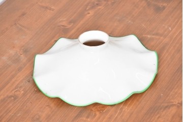 《引っ掛けシーリング式ペンダントライト加工費込み》　和製アンティーク　明るいグリーンのフリルが可愛らしいペンダントライト　(R-086956)