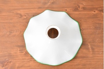 《引っ掛けシーリング式ペンダントライト加工費込み》　和製アンティーク　明るいグリーンのフリルが可愛らしいペンダントライト　(R-086956)