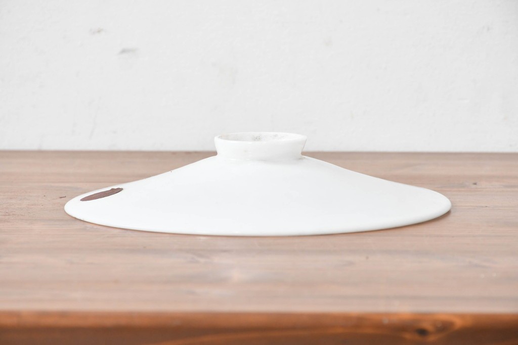 《引っ掛けシーリング式ペンダントライト加工費込み》　和製アンティーク　岩津硝子　扇印　シンプルな平笠ペンダントライト　(R-086959)