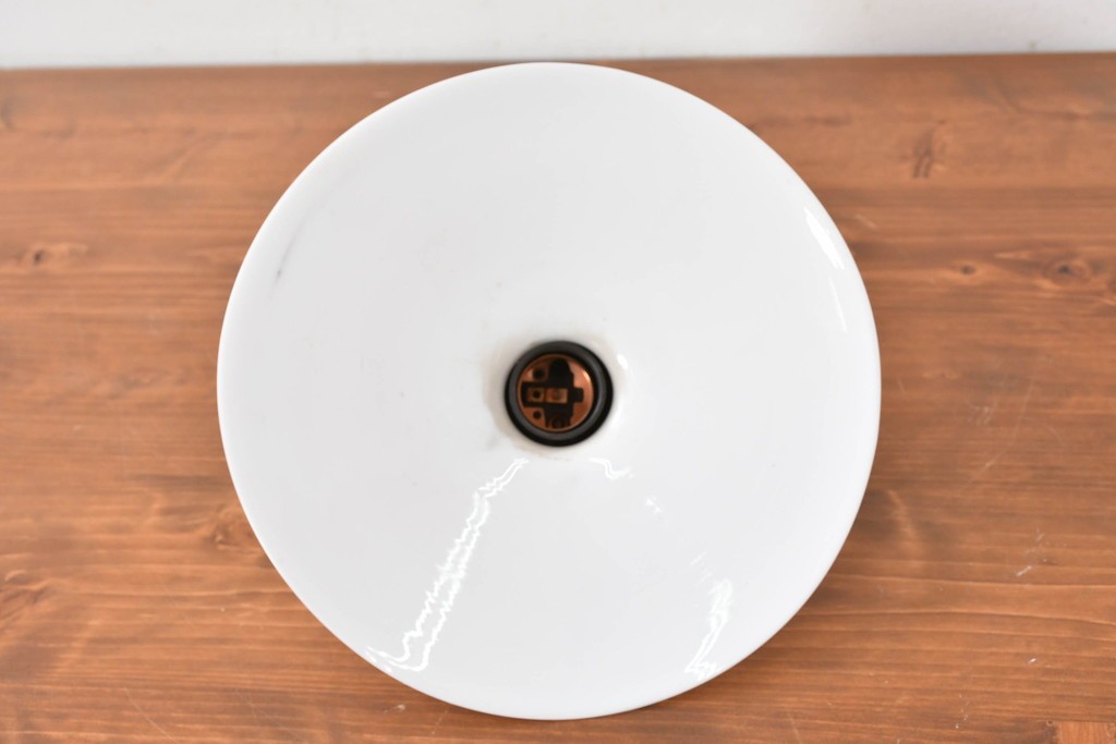 《引っ掛けシーリング式ペンダントライト加工費込み》　和製ヴィンテージ　昭和レトロ　シンプルな平笠ペンダントライト　(R-086965)