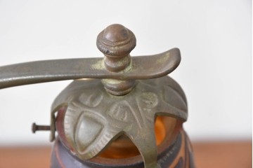 フランスアンティーク　Muller Freres Luneville(ミューラー兄弟)　草花文様が美しいガラスシェードのテーブルランプ　(R-086970)