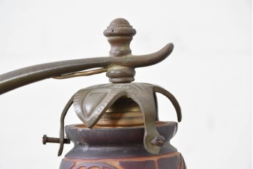 フランスアンティーク　Muller Freres Luneville(ミューラー兄弟)　草花文様が美しいガラスシェードのテーブルランプ　(R-086970)