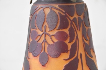 フランスアンティーク　Muller Freres Luneville(ミューラー兄弟)　草花文様が美しいガラスシェードのテーブルランプ　(R-086970)