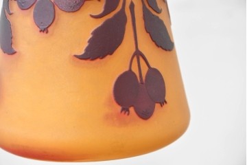 フランスアンティーク　Muller Freres Luneville(ミューラー兄弟)　草花文様が美しいガラスシェードのテーブルランプ　(R-086970)