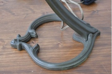 フランスアンティーク　Muller Freres Luneville(ミューラー兄弟)　草花文様が美しいガラスシェードのテーブルランプ　(R-086970)