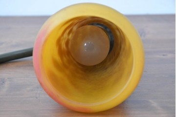 フランスアンティーク　Muller Freres Luneville(ミューラー兄弟)　草花文様が美しいガラスシェードのテーブルランプ　(R-086970)