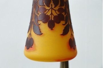 フランスアンティーク　Muller Freres Luneville(ミューラー兄弟)　草花文様が美しいガラスシェードのテーブルランプ　(R-086970)