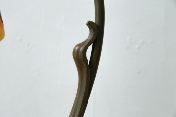 フランスアンティーク　Muller Freres Luneville(ミューラー兄弟)　草花文様が美しいガラスシェードのテーブルランプ　(R-086970)