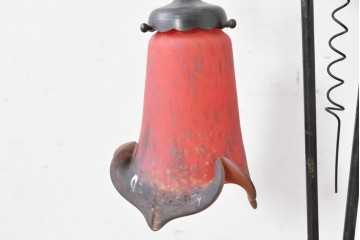 フランスヴィンテージ　Art de France(アール・ド・フランス)　アール・ヌーヴォー様式　溶かし込みガラスが美しい2灯テーブルランプ　(R-086971)