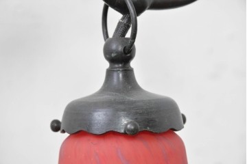 フランスヴィンテージ　Art de France(アール・ド・フランス)　アール・ヌーヴォー様式　溶かし込みガラスが美しい2灯テーブルランプ　(R-086971)