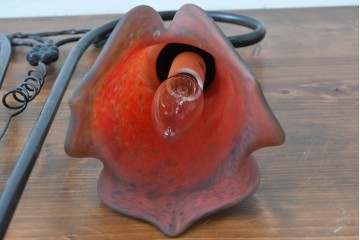 フランスヴィンテージ　Art de France(アール・ド・フランス)　アール・ヌーヴォー様式　溶かし込みガラスが美しい2灯テーブルランプ　(R-086971)