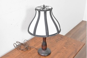 和製ヴィンテージ　柳沢木工所　金属フレーム×和紙張りの上品なテーブルランプ　(R-086976)